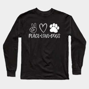 Peace love dogs with heart and dog paw Long Sleeve T-Shirt